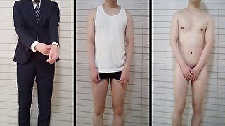 【全裸】変態新入社員男子のストリップ自撮り【勃起】 Perverted new employee strips