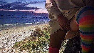 Sexy Blondy extreme masturbation outdoors Hot ass