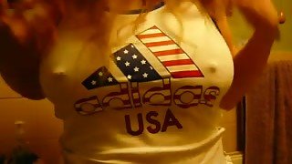 Great American titties of a chubby white blonde girl