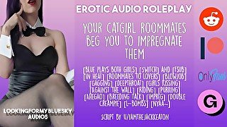 [Audio Roleplay] Adorable Catgirl Roommates Beg You to Impregnate Them!