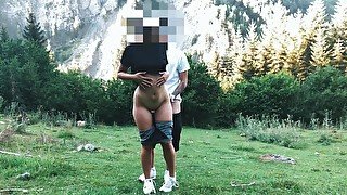 Big ass student fucked in the forest in standing doggystyle