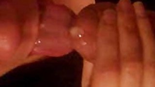 Wife sucks cock and licks cum off end.