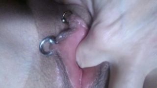 close up of masturbating my ready to be fucked horny wet pierced pussy