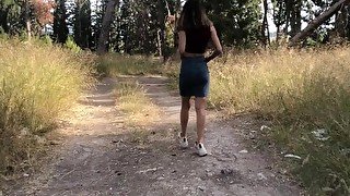 Sex in the woods. Female masturbation and blowjob. We got caught. - Kaya Way