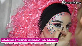 Adelle Unicorn Makeup backstage from photoshoot