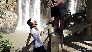 So much piss and cum at the waterfall