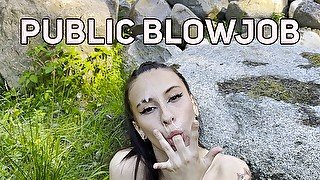 Beautiful Mysterious Stranger Called To The Forest To Hard Blowjob. Face in Cum, so SLOPPY