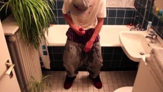 Uncircumcised skinny teen pee pants