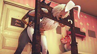 Furry Yaoi Anubis the Dog and a Bunny hard with bdsm.mkv