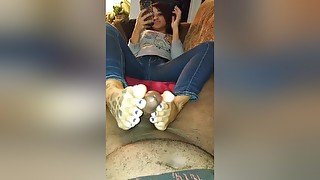 Cute Ebony Gets Her Tattooed Feet Fucked By A Large Black Dick