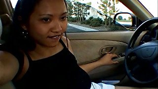 Thai bitch is ready to suck a cock right in the car