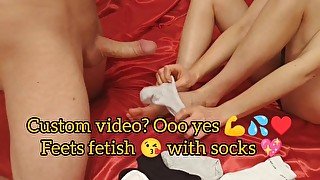 Feet fetish with ped socks, cusmom video, cum on feet in socks