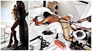 Tied up girl orgasm with magic wand to convulsions, BDSM, Wipping, Spanking