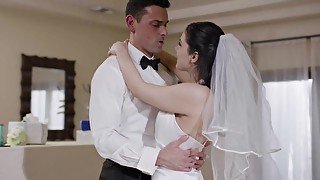 Brunette In A Wedding Dress Fucks Hot With A Friend Of The Groom