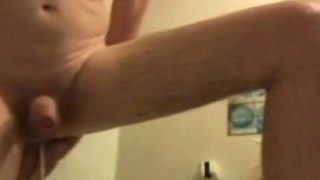 Shower head insertion enema prostate cum milk and wank