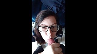 Cute Nerdy Girl Covered in Cum During Lunchbreak