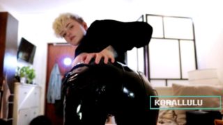 PVC Latex Ass spanking tease