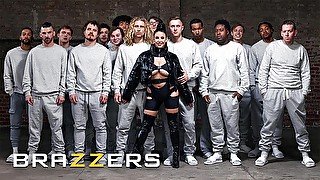 BRAZZERS - Busty Angela White Gets Blowbanged By A Group Of Men And Gets Fully Covered In Cum