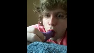 Beautiful Femboy Sucks On A Dildo