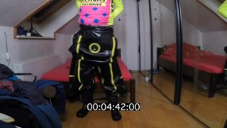 How long it need for slip on in inflatable MD-Latex Cyborg Suit