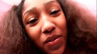 Black teen plays with hairy vagina and sucks dick