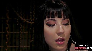 Pussylicked BDSM domina in latex facesitting her private sub