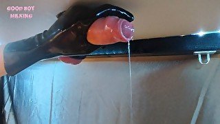 Premature Ruined Orgasm and Postorgasm Play Till he leaks Precum on my Milking Table