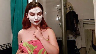 Sensational spa day masturbation with ahegao face ejaculation and piss on my face to wash the mask off