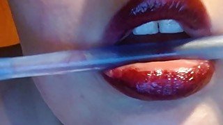 Completely Wrecked Smeared Lipstick Tease from a Pen