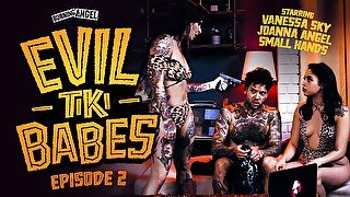 Joanna Angel & Vanessa Sky & Small Hands in Evil Tiki Babes: 2 - BurningAngel