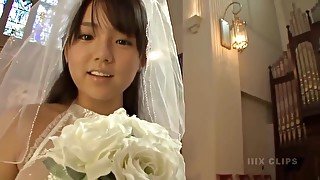 Young busty Japanese bride in church - Big Asian tits fetish