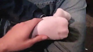 Lapjob foot fetish rubbing my cock in public sock godess