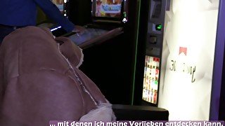 PUBLIC teen 18+ SEX - German slut blow people in Casino and swallow