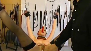 These sluts are facinated by his erection as they slap him around