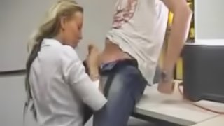 Office blowjob blonde fucked