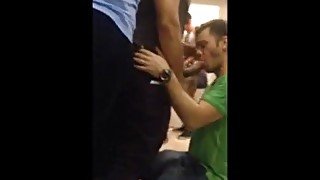 Group fun when masturbating in a public restroom