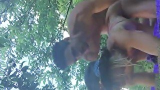 teen 18+ couple having hardcore sex outdoors in the garden