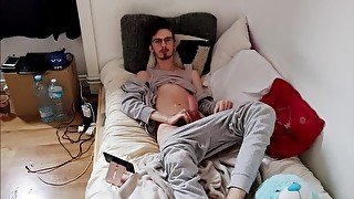 Jerking off while watching porn video