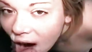 Greedy blonde sucks hard cock and loves cum on her face