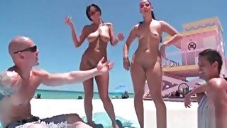 Curvy Sluts Get Naked At The Beach And Flash Huge Bottoms