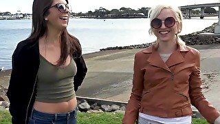 Olivia Lua teen amateur flashes her pussy in public