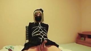 Amateur Asian CD in Self bondage