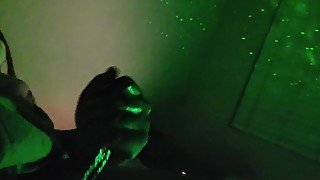 BBC masturbation under green lighting. Moaning and Cumshot )