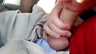 Blonde boy amateur sucks daddy in the car