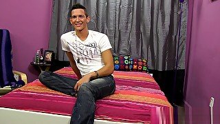 Young gay Austin Tyler interviewed before toys insertion