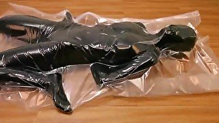 Girls experience syncope in vacuum bag (horizontal version)