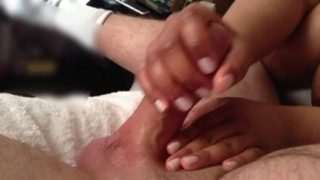 Blowjob edging handjob by cute teen cumshot