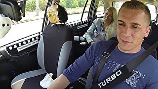 Angelic long-legged blonde fucks with a freaking horny driver