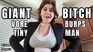 Giant Bitch Vore Burps Tiny Man