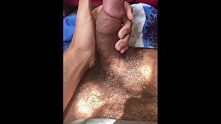 Rock Mercury jerking hairy thick cock jizzing cum